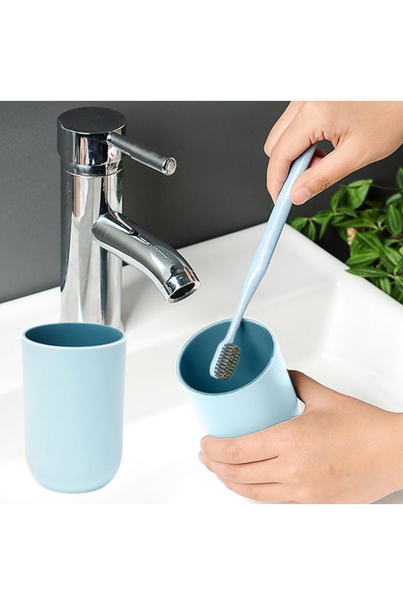 Durable Plastic Toothbrush Cup - Shatterproof Double-Layer Mouthwash Cup, Reusable Bathroom Organizer with Modern Minimalist Design for Home & Travel Use
