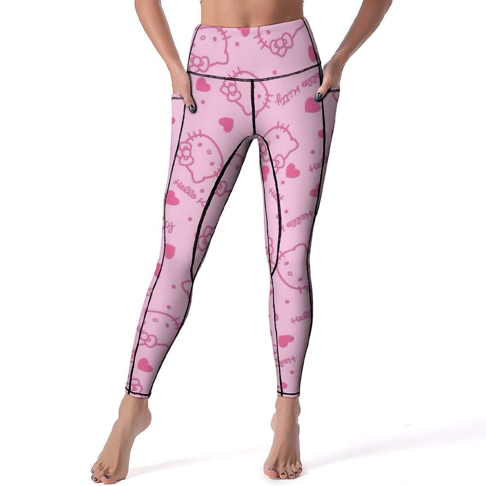 Hello Kitty High Waisted Leggings for Women Yoga Pants with Pockets Soft Athletic Tummy Control Pants for Running Yoga Workout Walmart