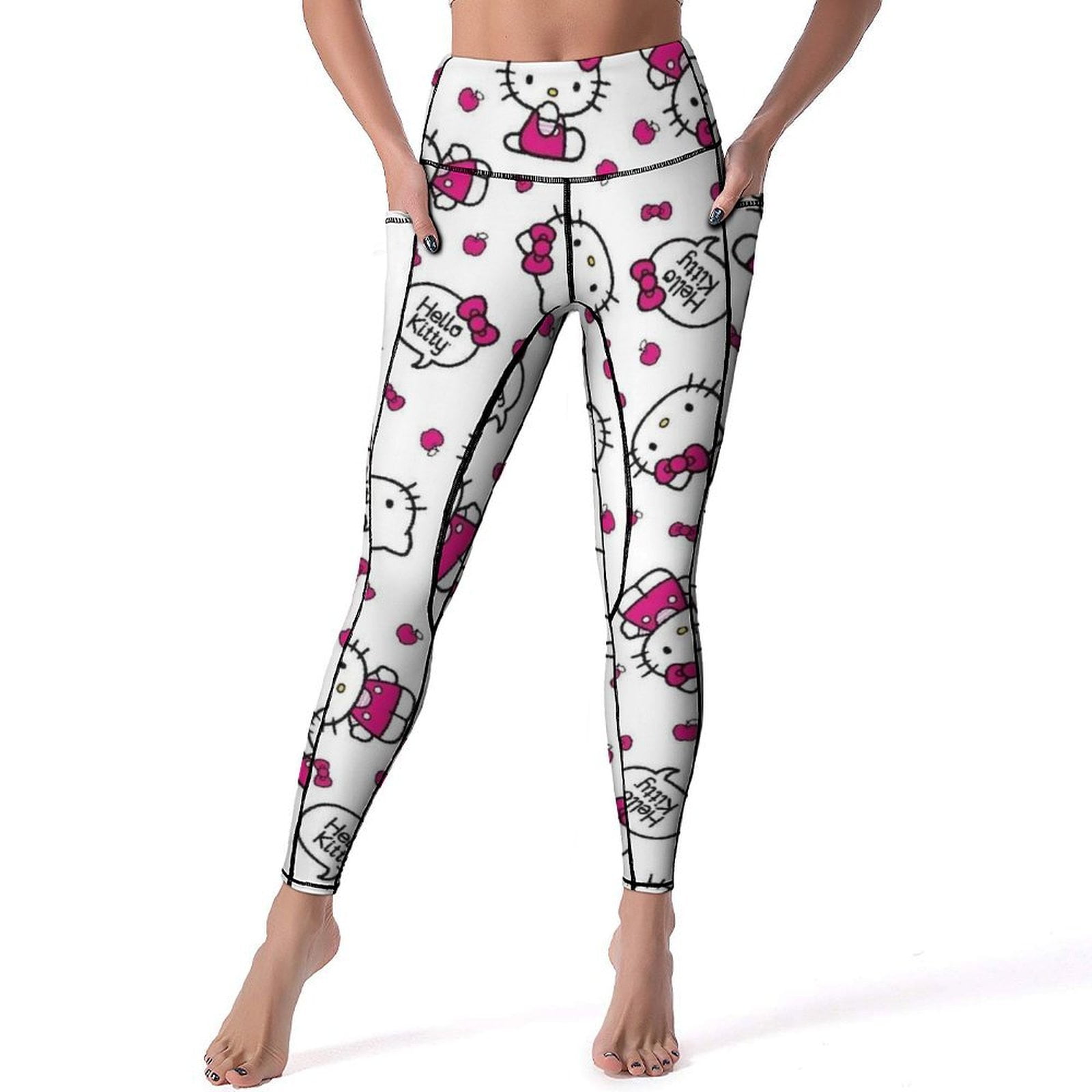 Hello Kitty High Waisted Leggings for Women Yoga Pants with Pockets Soft Athletic Tummy Control Pants for Running Yoga Workout Walmart