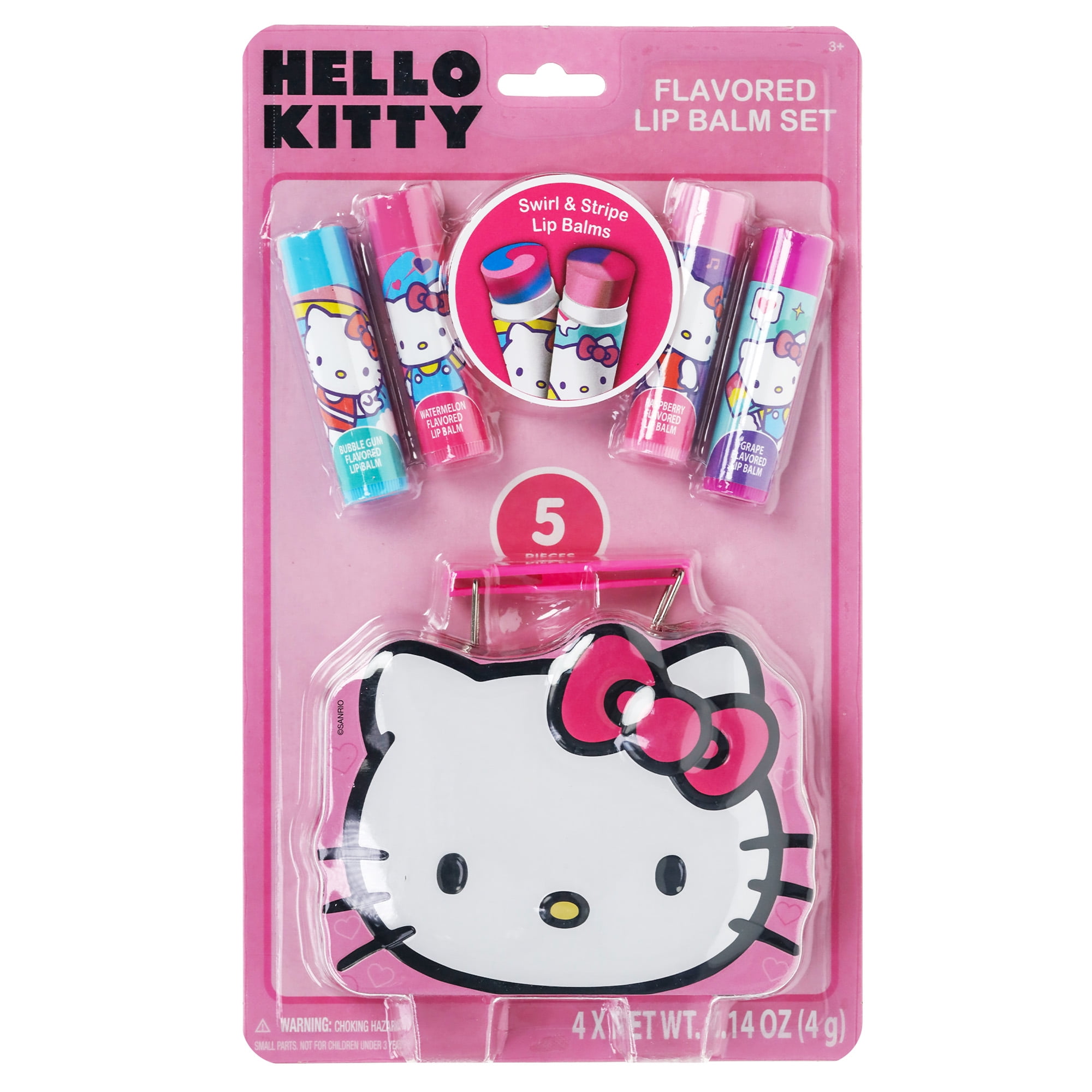Hello Swirl Hello Kitty Swirl Lip Balm with Character-Shaped Storage Tin, 5 Pieces ...