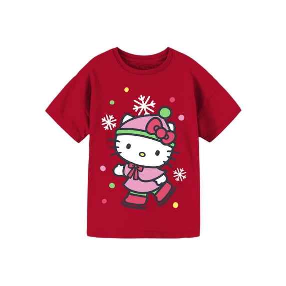 Hello Kitty Holiday Girls Graphic Crewneck Short Sleeve T-Shirt, Sizes 4-16