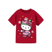 Hello Kitty Holiday Girls Graphic Crewneck Short Sleeve T-Shirt, Sizes 4-16