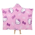 thumbnail image 1 of Hello Kitty Hooded Blanket Poncho, Wearable Hooded Blanket Cozy Soft Warm Plush Fleece Blanket for Adult Women Men 60x80, 1 of 6