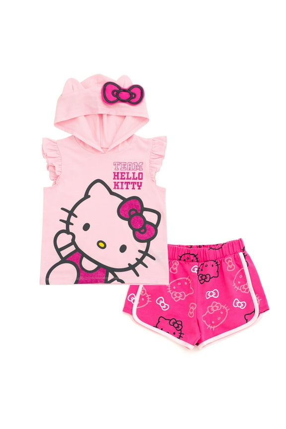 Hooded Cosplay Tank Top and French Terry Dolphin Active Shorts Outfit Set Toddler to Big Kid