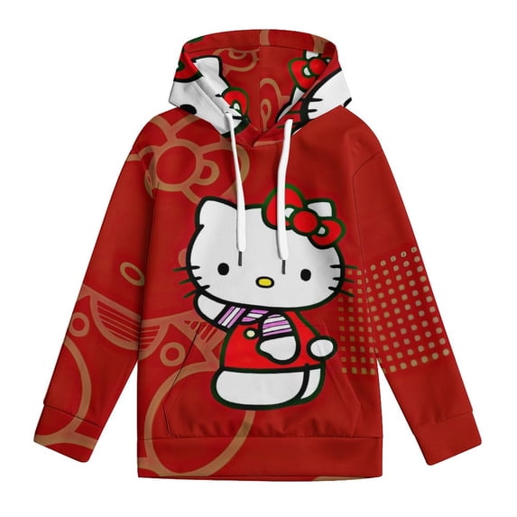 Hello Kitty Hooded Hoodies for Girls Boys, Kids Pullover Hooded with Pocket, Casual 3D Print Long Sleeve Sweatshirt Hoodies