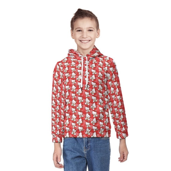 Hello Kitty Hoodie 3D Print Pullover Hooded Long Sleeve Sweatshirts Tops Blouse with Pocket for Boys Girls S