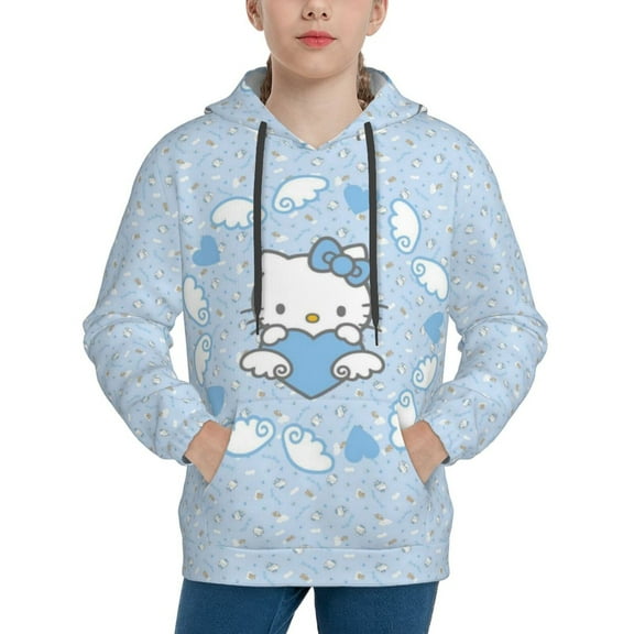 Hello Kitty Hoodie 3D Print Pullover Hooded Long Sleeve Sweatshirts Tops Blouse with Pocket for Boys Girls Small