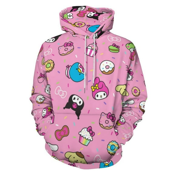 Hello Kitty Hoodie 3D Print Pullover Hooded Long Sleeve Sweatshirts Tops Blouse with Pocket for Mens Womens