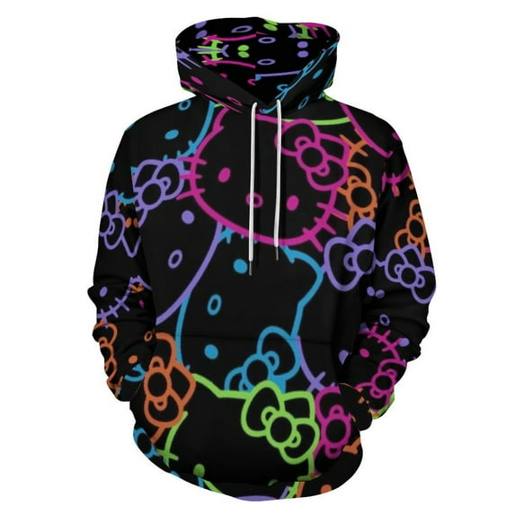 Hello Kitty Hoodie 3D Print Pullover Hooded Long Sleeve Sweatshirts Tops Blouse with Pocket for Mens Womens