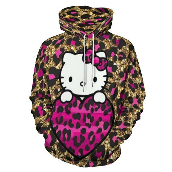 Hello Kitty Hoodie 3D Print Pullover Hooded Long Sleeve Sweatshirts Tops Blouse with Pocket for Mens Womens
