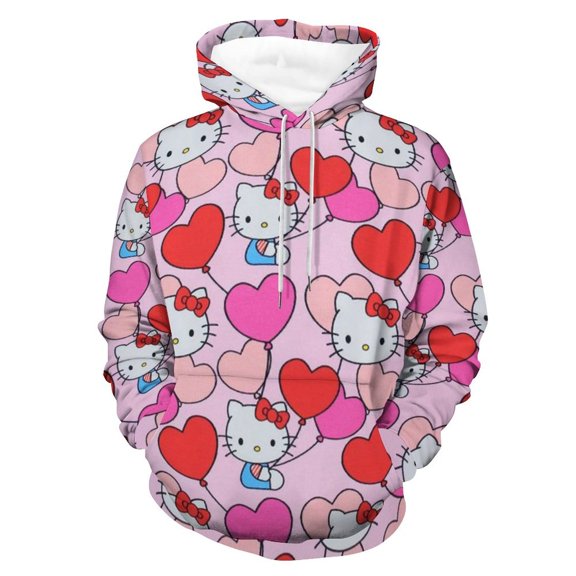 Hello Kitty Hoodie Casual Coat for Men Women Hooded Sweatshirt Soft Lightweight Sweater Tops L