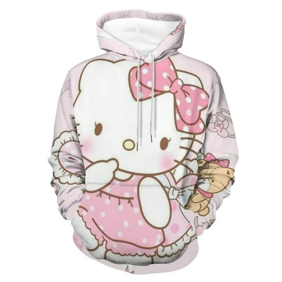 Hello Kitty Hoodie Casual Coat for Men Women Hooded Sweatshirt Soft Lightweight Sweater Tops L