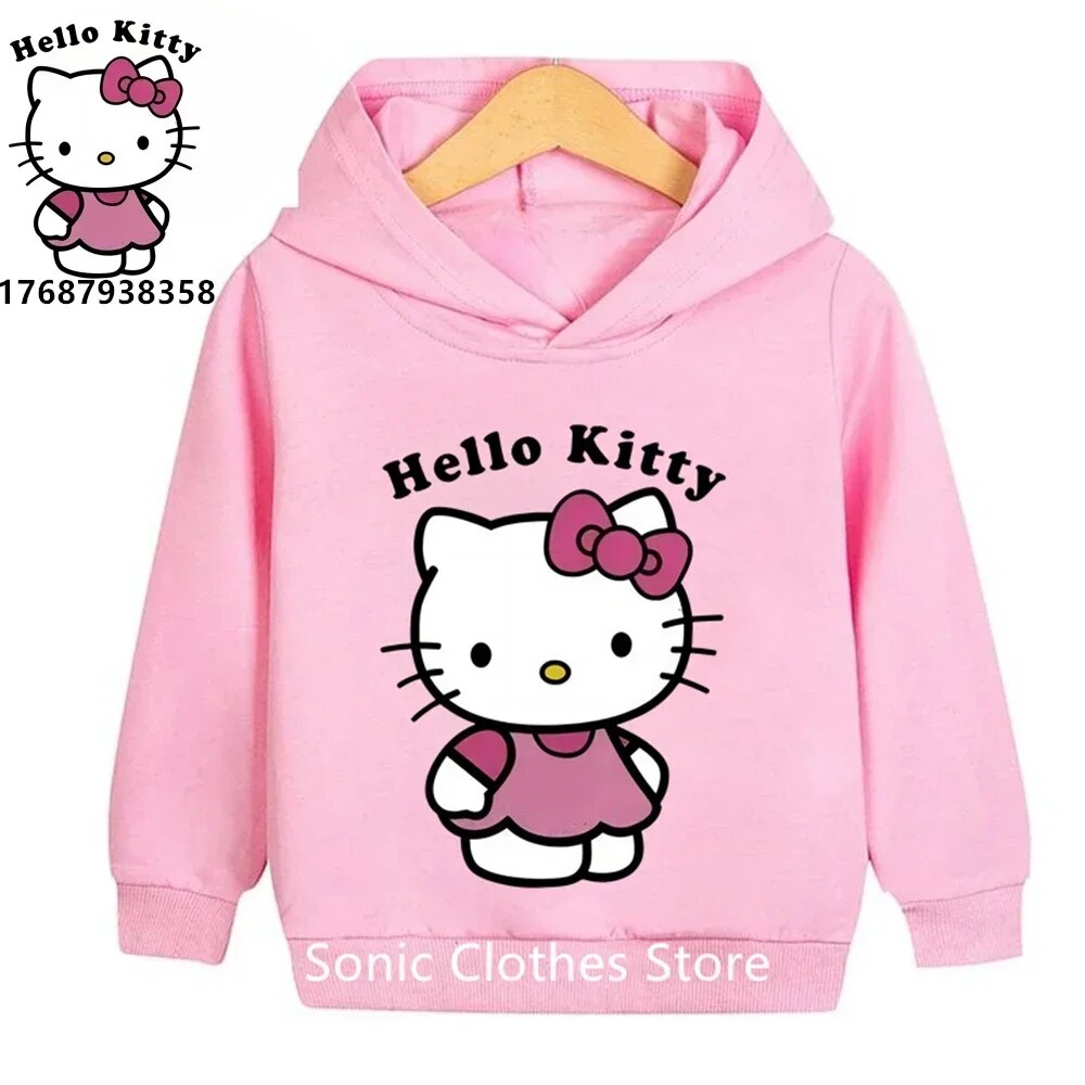 Hello Kitty Hoodie Kids Sweatshirt Kawaii New Sanrio Pullover Fashion ...