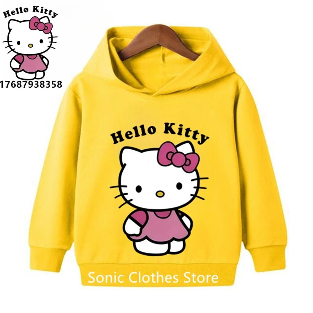 Hello Kitty Hoodie Kids Sweatshirt Kawaii New Sanrio Pullover Fashion ...