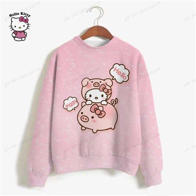 Hello Kitty Hoodie Women Japanese Anime Funny Cartoon Spirited Away ...