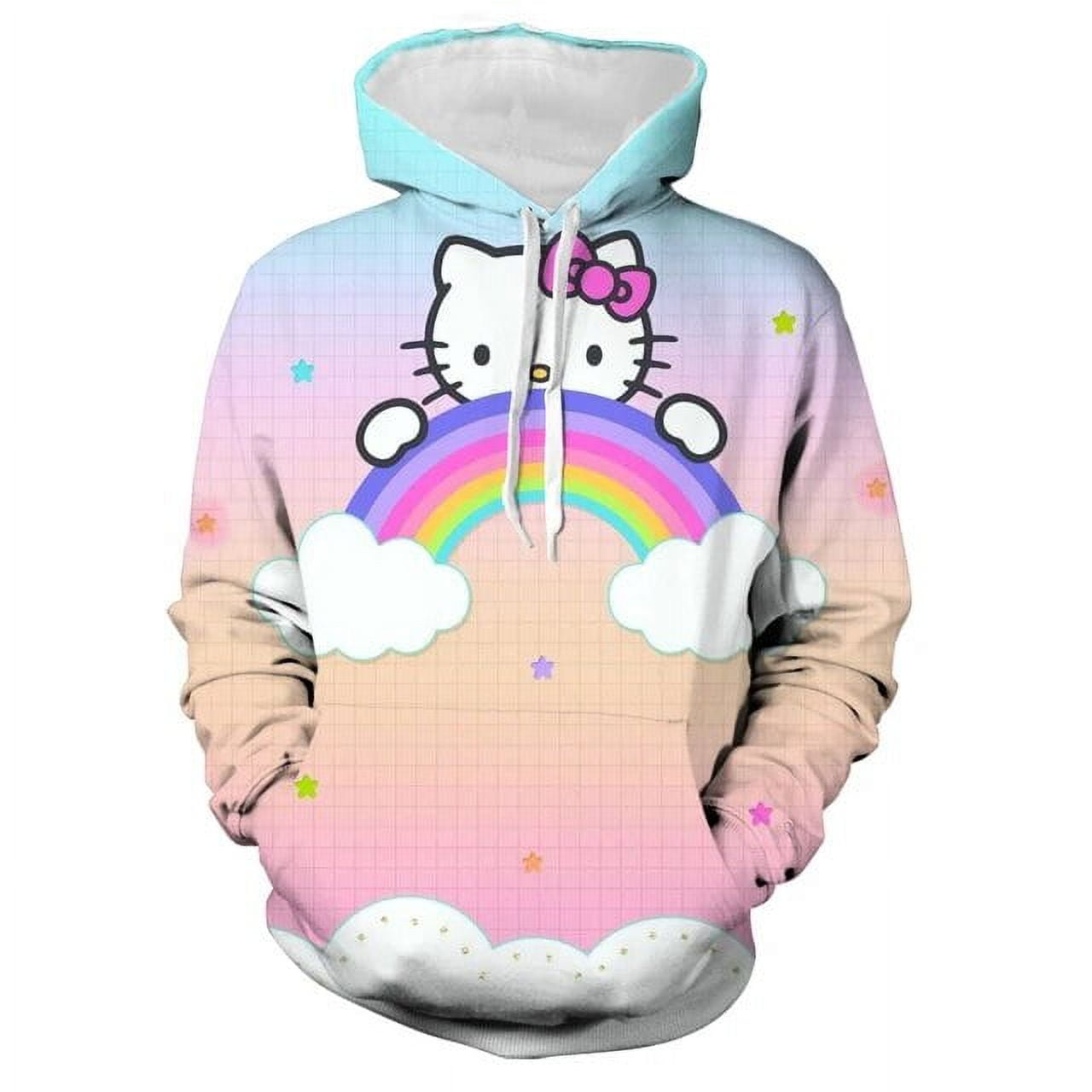 Hello Kitty Oodie Sanrio Hello Kitty Rainbow Heather Zip Hoodie