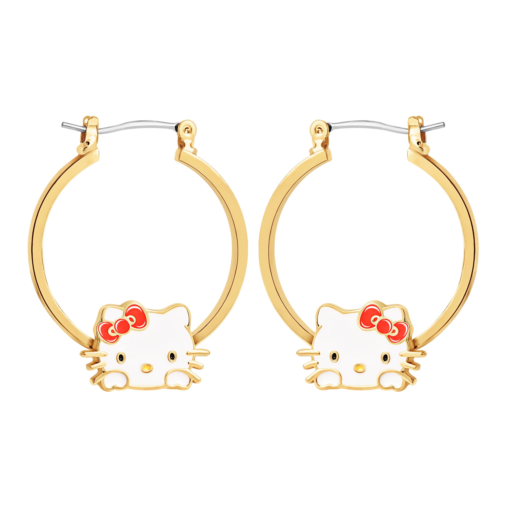 Hello Kitty Hoop Gold Plated and Enamel Earrings