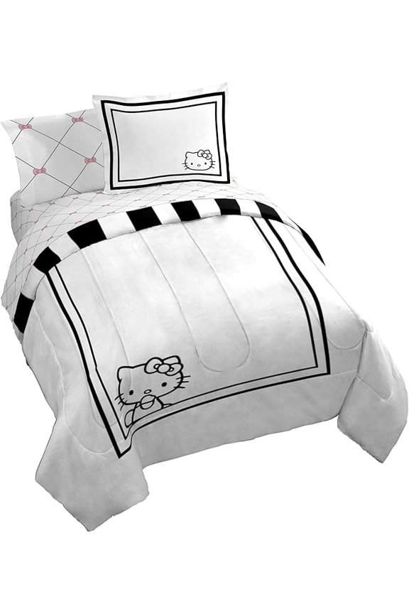 Hello Kitty Hotel Kitty 7 Piece Queen Size Comforter Set with Shams