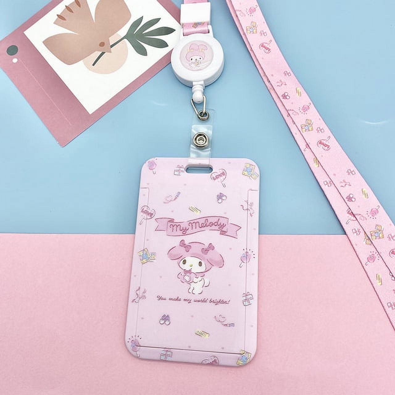 Hello Kitty ID Badge Holder Reel Lanyards My Melody Cartoon Door Card ...