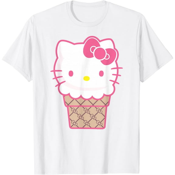 Hello Kitty Ice Cream Cone DTG Print Unisex T-Shirt