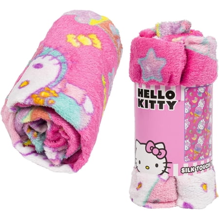 Hello Kitty Ice Cream Soft Silky Fleece Throw 40"x50" Kids Blanket