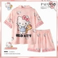 Hello Kitty Ice Silk Pajamas Female 2024 Summer Shortsleeved Set