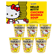 Hello Kitty Instant Ramen Noodle Cup , 6 Pack Vegan Chicken Flavor,  Premium Microwaveable Ramen Soup Mix.