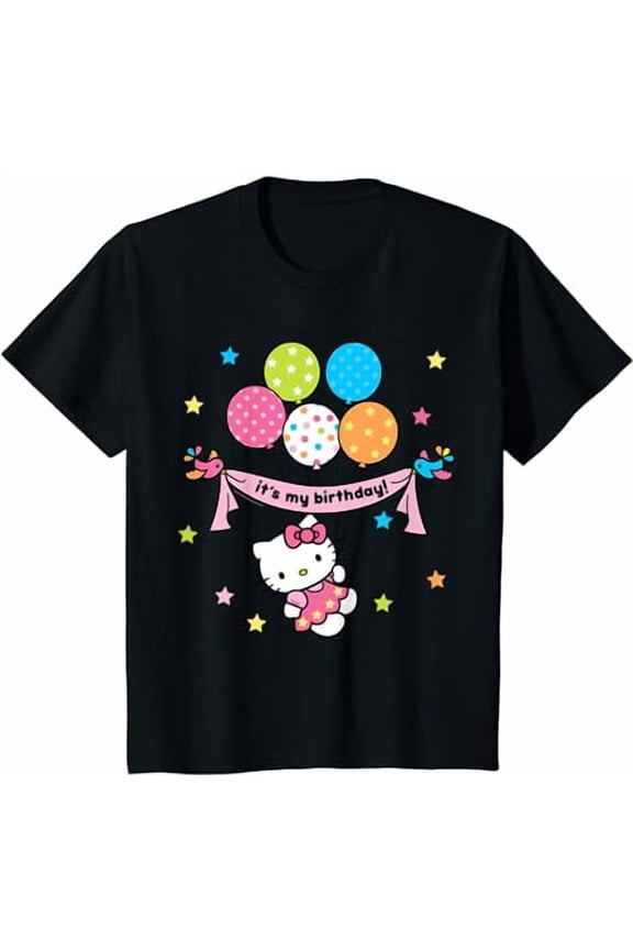 Hello Kitty "It's My Birthday" Tee Shirt T-Shirt, Black Color, Size L