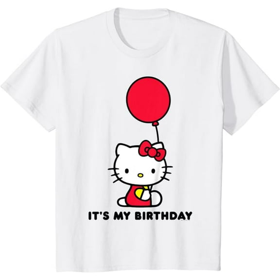 Hello Kitty Its My Birthday Youth T-Shirt, Cute Tee For Boys Girls Kids Toddler, White Color, Size XS
