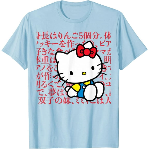Hello Kitty Japanese Cartoon DTG Print Unisex T-Shirt,Light Blue Color,Size M
