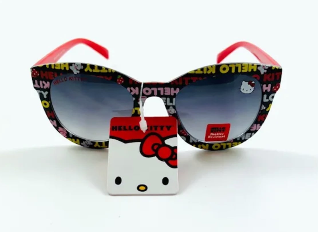 Hello Kitty Junior/Adult Limited Signature Edition Colored Frame Sunglasses Text on Rim
