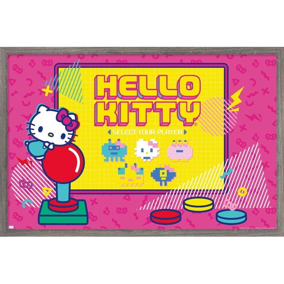 Hello Kitty - Kawaii Arcade Wall Poster, 22.375" x 34" Framed