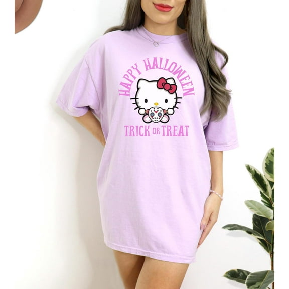 Hello Kitty Kawaii T-Shirt, Halloween hello kitty Shirt, Cute Kawaii Kitty,Orchid Color,Size 2XL