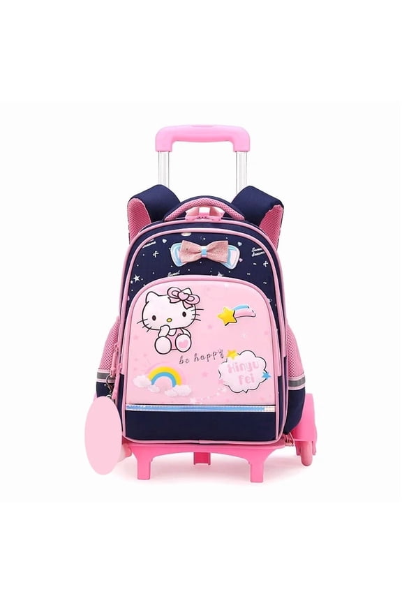Hello Kitty Kawaii Trolley Schoolbag for Sanrio Anime Waterproof Bags Rolling Backpack with Wheel