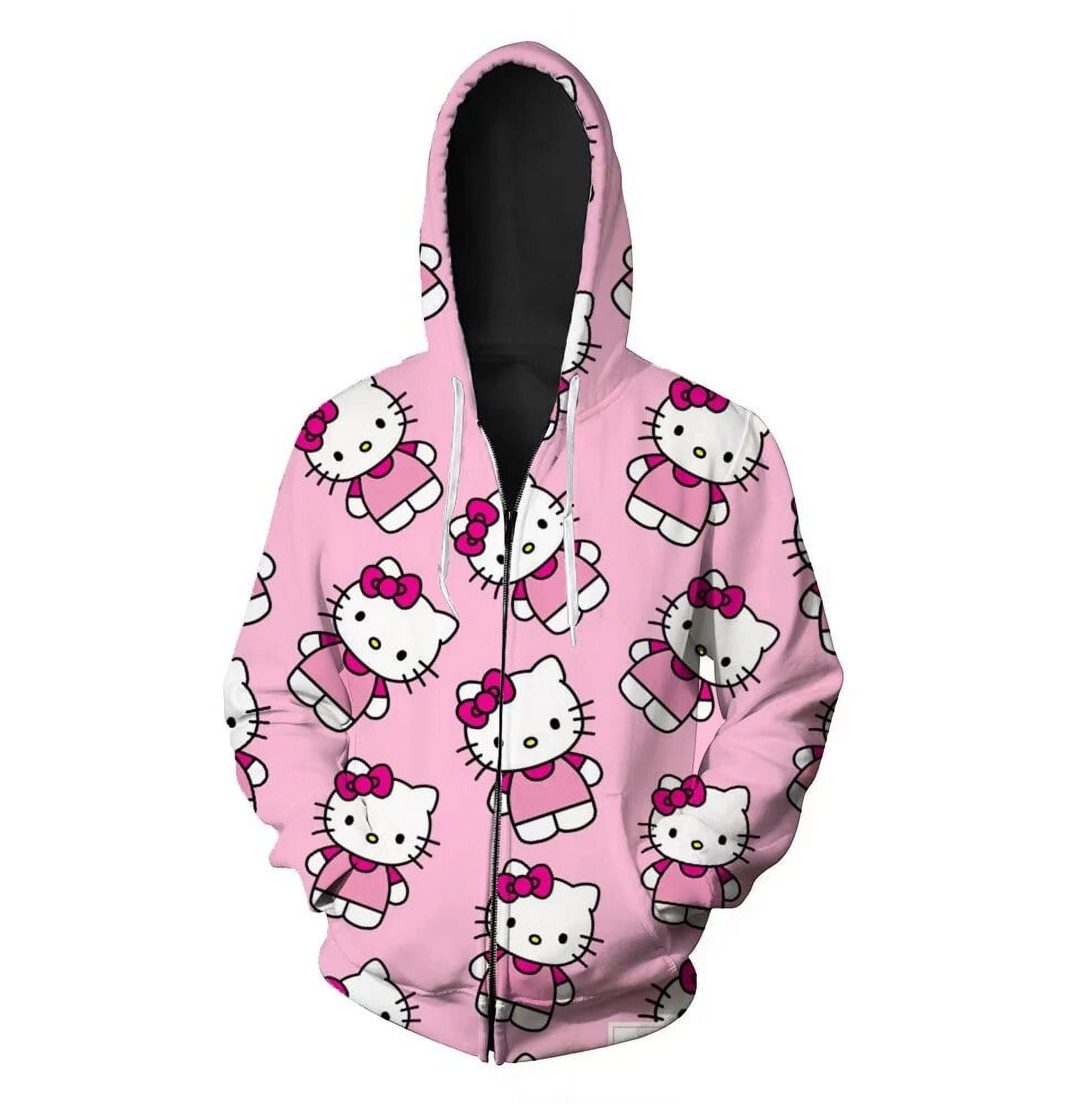 Hello Kitty Kawaii coat girls cute 3d print beautiful zipper hoodie spring winter jacket fashion ...