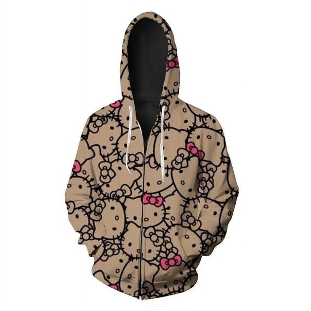 Hello Kitty Kawaii coat girls cute 3d print beautiful zipper hoodie spring winter jacket fashion ...
