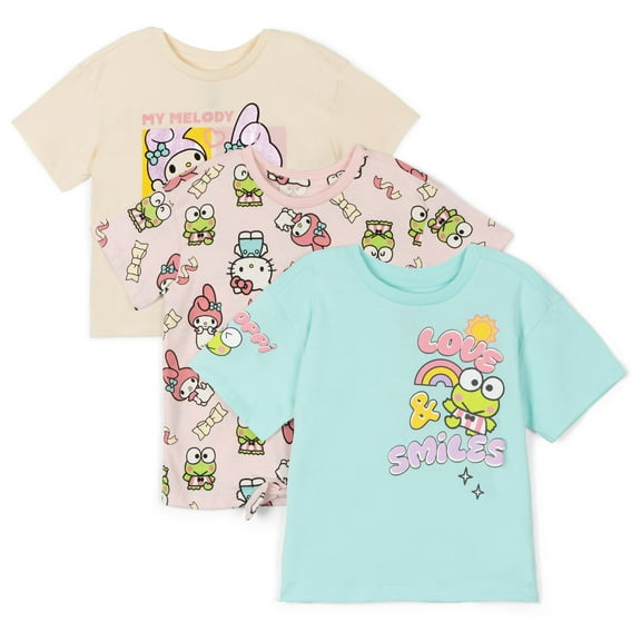 Hello Kitty Keroppi My Melody 3 Pack T-Shirts Toddler to Big Kid