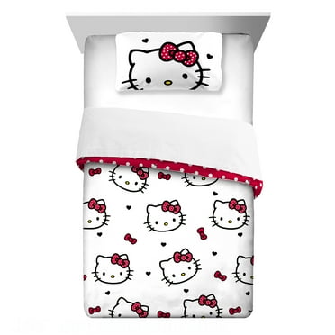 Hello Kitty Kids Comforter and Pillowcase, 2-Piece Set, Twin/Full, Reversible, Sanrio