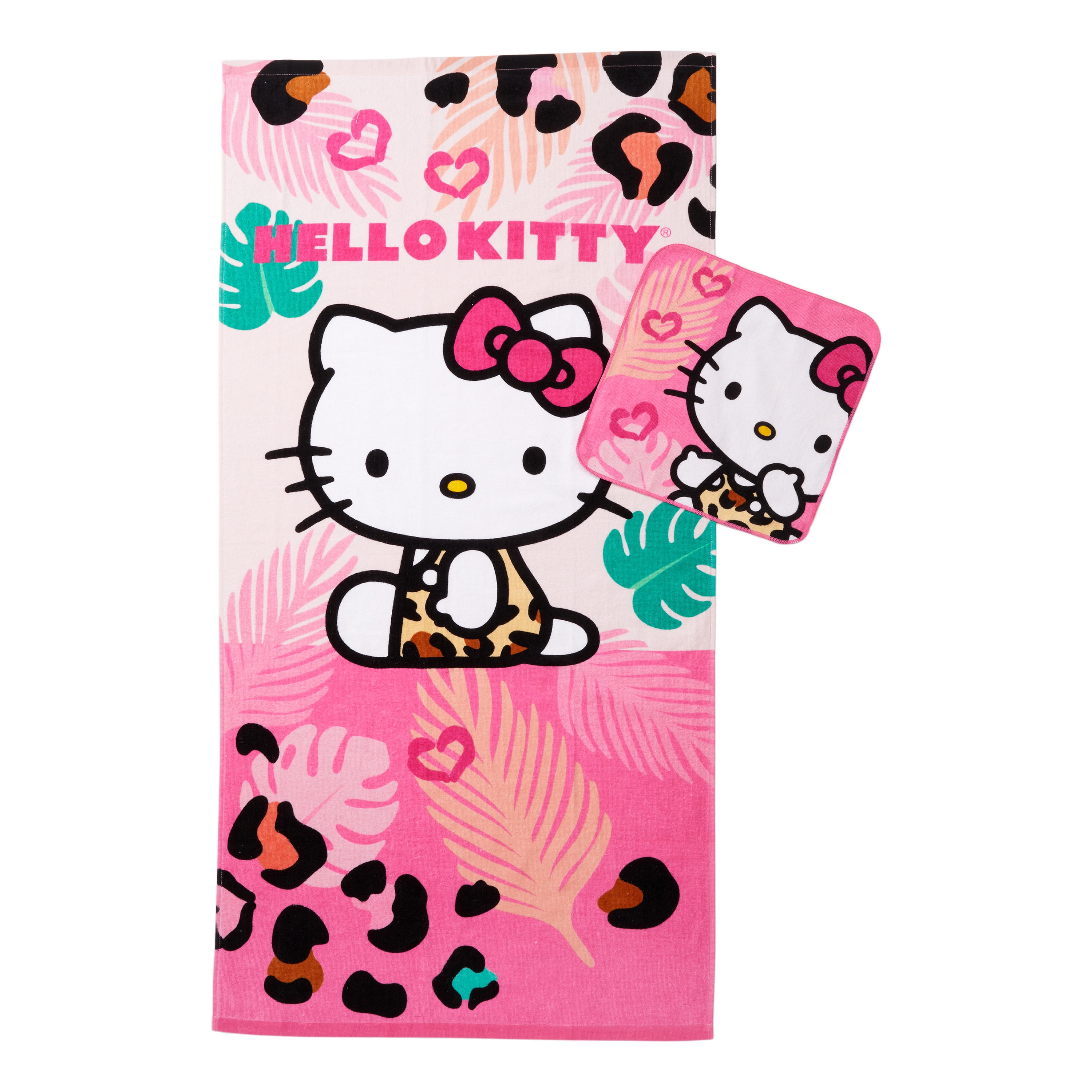 Hello Kitty Brandclub Hello Kitty Kids Cotton 2 Piece Towel and Washcloth Set