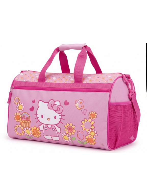 Hello Kitty Kids Duffle Bag 16.5" Travel Sports Gym Overnight Sleepover Bag