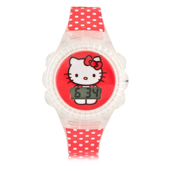 Hello Kitty Kids Flashing Lights LCD Watch with Printed Strap (HK4204WM H)