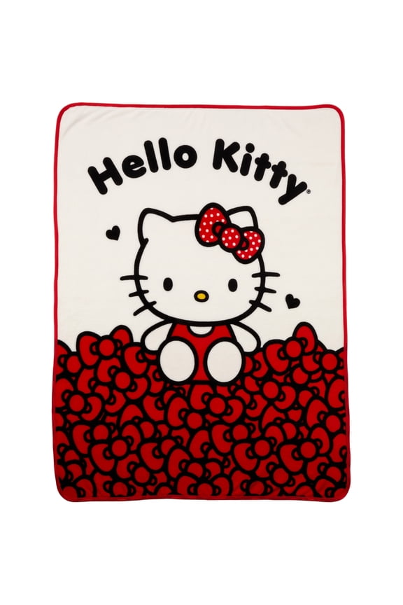 Kids Red White Print Fleece Throw Blanket, 46 x 60