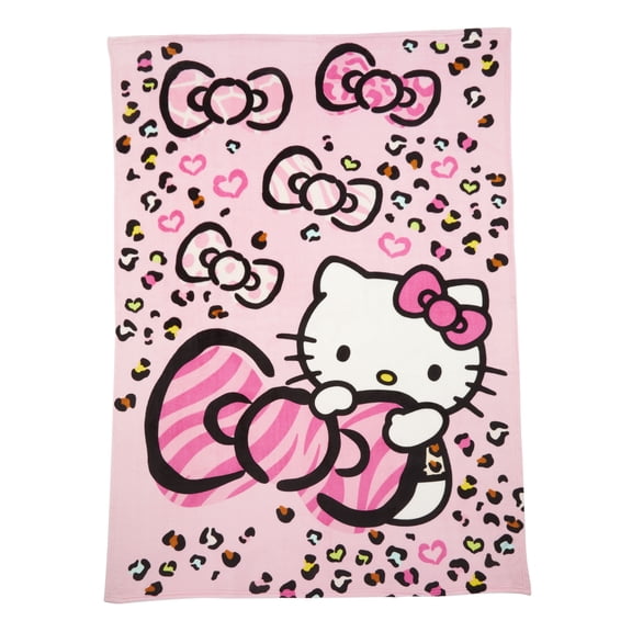 Hello Kitty Kids Pink Print Fleece Bed Blanket, Twin/Full