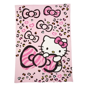 Hello Kitty Kids Pink Print Fleece Bed Blanket, Twin/Full