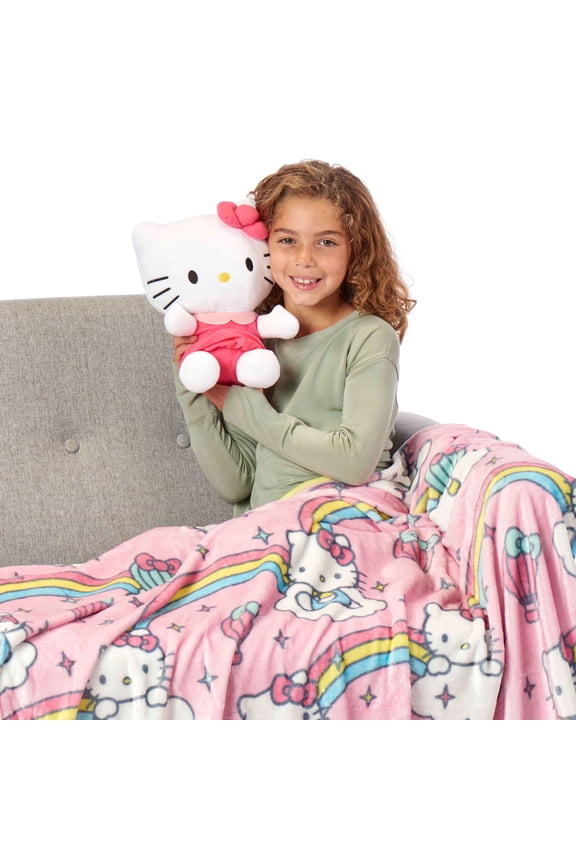 Hello Kitty Kids Plush Hugger with Silk Touch Throw Blanket Set, 50 x 60 inches