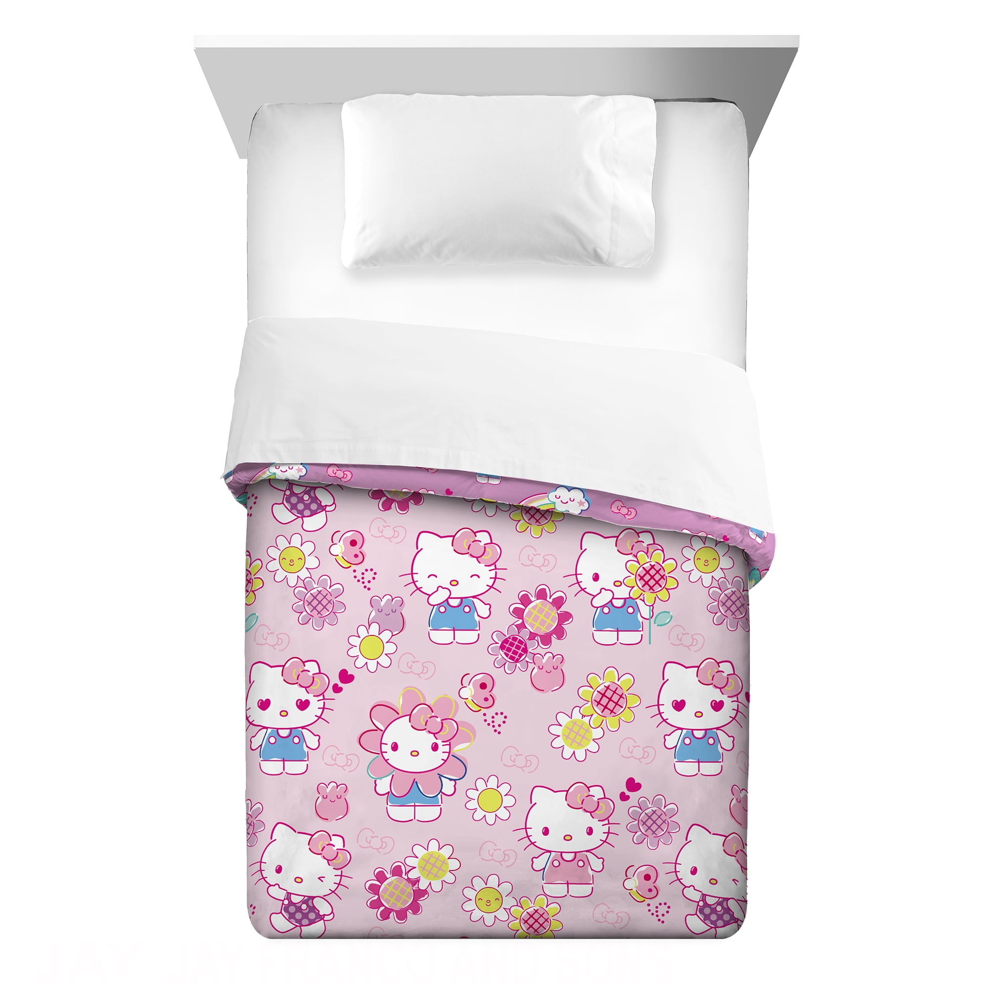 Hello Kitty Kids Reversible Comforter, Twin Size, Pink, Sanrio