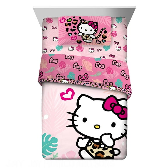 Hello Kitty Kids Twin Bed-in-a-Bag, Comforter and Sheets, Pink, Sanrio