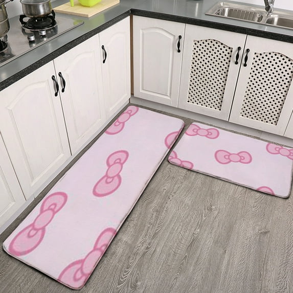 Hello Kitty Kitchen Rugs and Mats Anime Kitchen Decor Anti Fatigue Kitchen Floor Mat Set of 2 Non-Skid Washable Kitchen Runner Rug for Kitchen Sink Laundry L size suit