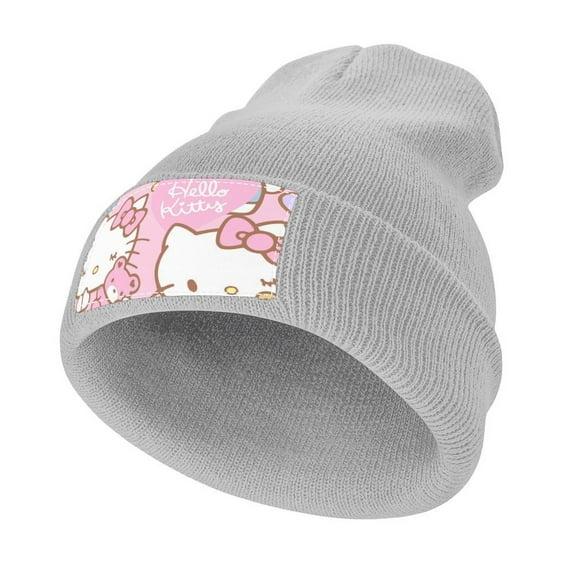 Hello Kitty Knit Beanie Hats for Men Women Unisex Cuffed Watch Cap Beanie Warm Casual Skull Cap Winter
