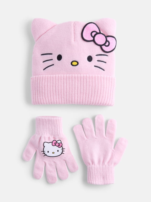 Girls Knit Beanie and Gloves Set, 2 Piece, One Size